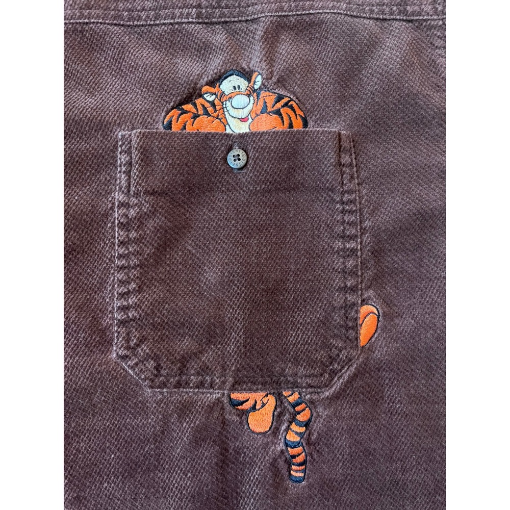 The Disney Store Tigger Corduroy Shirt Mens XL Brown Vintage Embroidered Disney